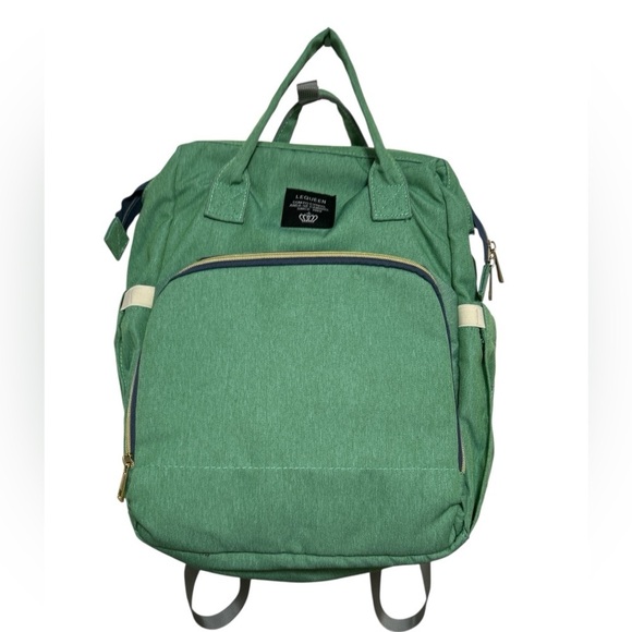 LEQUEEN Baby Diaper Bag Waterproof  Backpack Portable Crib Changing Station EUC. - Picture 2 of 15